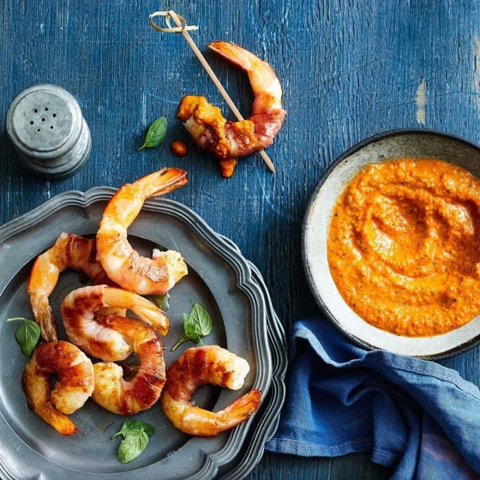 Prawns with Romesco sauce